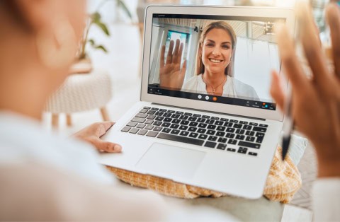Virtual counselling session on a laptop