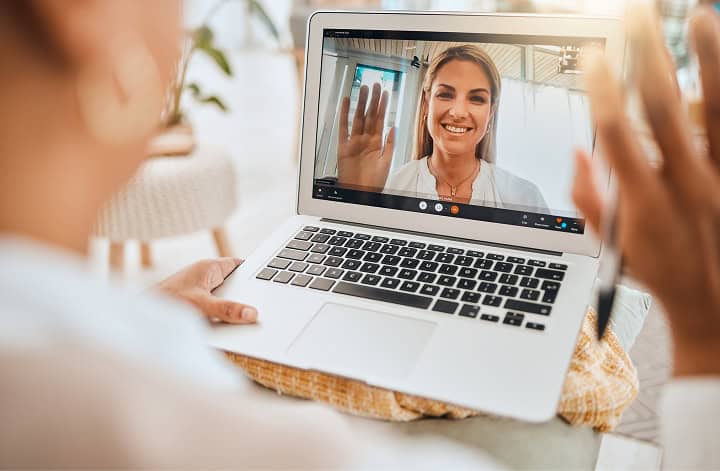 Virtual counselling session on a laptop
