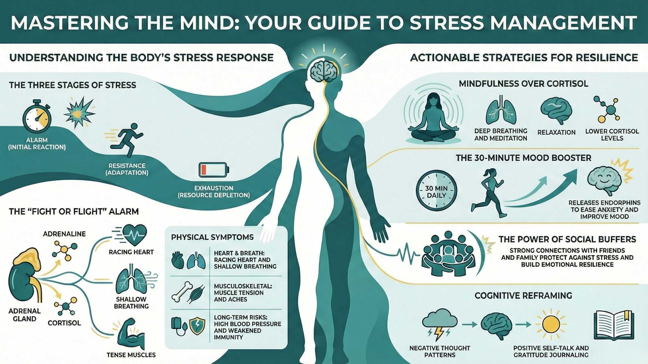 Infographic explaining Stress Management Techniques for a Healthier You